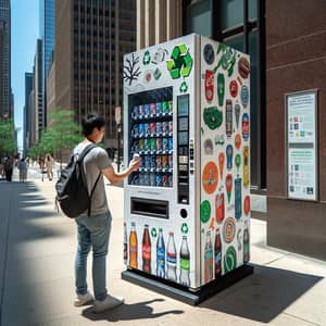 Innovative Recycling Vending Machine on City Sidewalk