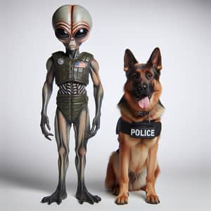 Extraterrestrial Being and K9 Police Dog Encounter