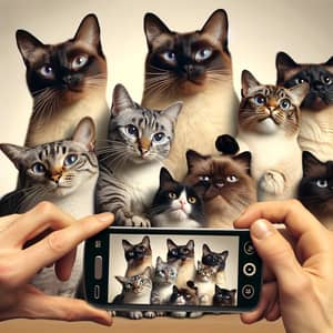 Whimsical Feline Social Gathering - Cats Selfie Moment