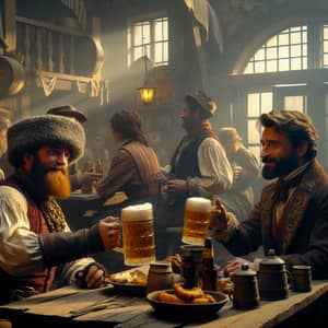 Bustling Tavern Scene: Nozdryov Invites Chichikov