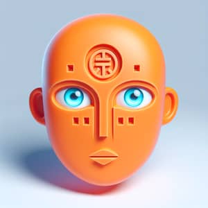 Orange 3D Cartoon-Style Face with Amazigh Symbols