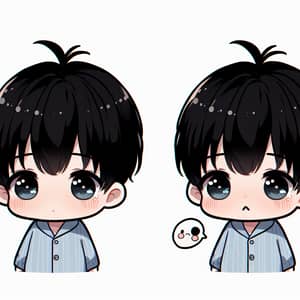 Tiny Black-Haired Anime Baby Feeling Sick