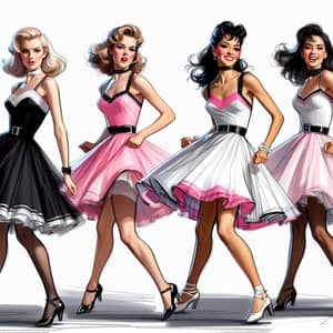 Rock 'n' Roll Inspired Female Dancers Illustration