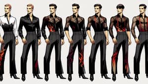 Latin Dance Costume Design Sketch for Four Men