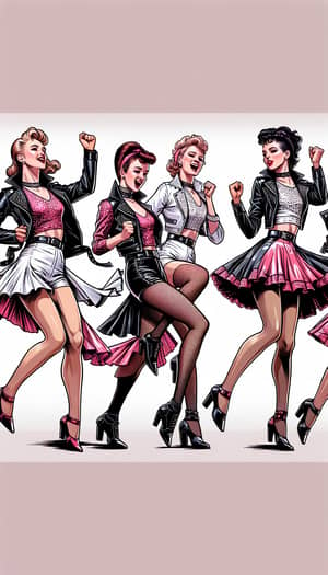 Vintage Rock 'n' Roll Dancers Costume Design Sketches