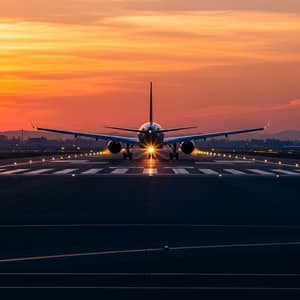 Inbound Airplane at Sunrise | Bright Colors
