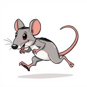 Cartoon Running Mouse with Long Tail