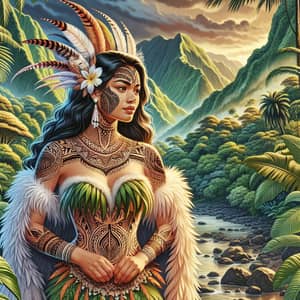 Polynesian Woman in Traditional Attire: Beauty and Resilience Captured