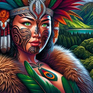 Maori Woman Adorned in Traditional Attire - Cultural Beauty Captured