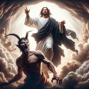 Christ Conquering Satan at the Resurrection - Symbolic Victory of Good Over Evil