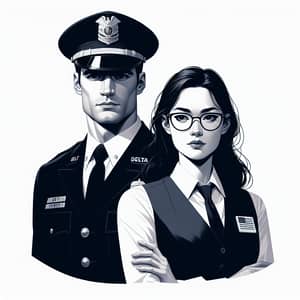 Stylish Couple: Delta Uniform Man & Intellectual Woman