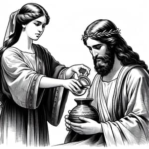 Ancient Israel Woman Anoints Jesus with Oil