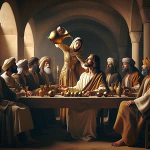 Historical Scene of Jesus at Table with Diverse Men