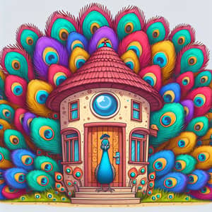 Eccentric House with a Grumpy Peacock Door Guardian