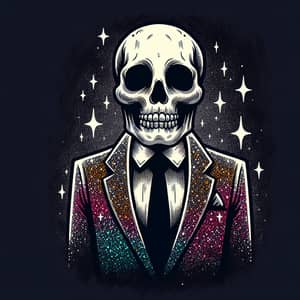 Rebellious Cartoon Skeleton in Tailored Suit Art