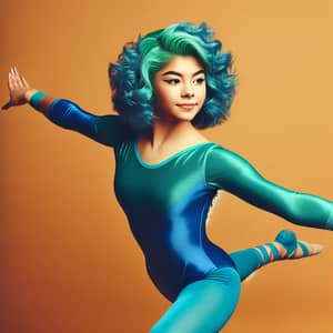 1980's Hispanic Gymnast with Vibrant Green Hair