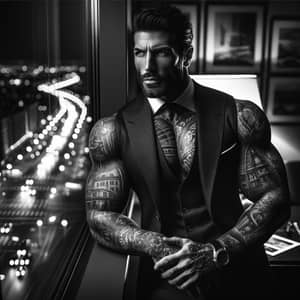 Charismatic Italian Man | Noir Style Portrait in Urban Night Scene