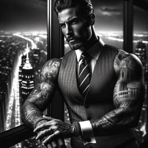 Charismatic Italian Man In Stylish Suit | Noir Composition