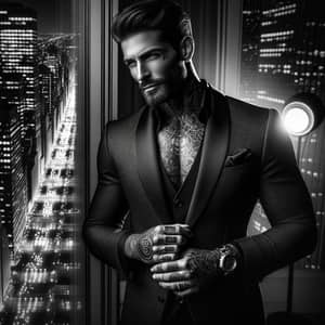 Charismatic Italian Man in Noir Fashion Photography - Urban Night