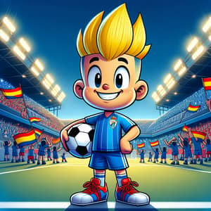 Cheering Málaga FC Football Stadium Scene with Cartoon Character