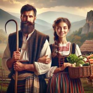 Bulgarian Man and Woman in Traditional Attire | Rural Lifestyle