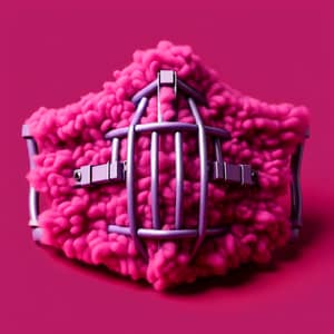 Fuchsia Fluffy Fabric Face Mask with Metal Bars Design