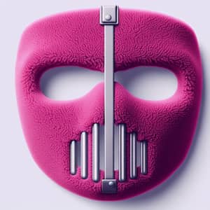 Plushy Fuchsia Fabric Mask with Hole and Metallic Bars