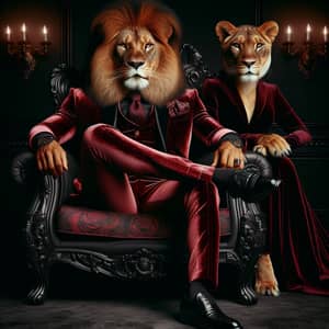 Regal Lions in Velvet: A Fantasy Portrait