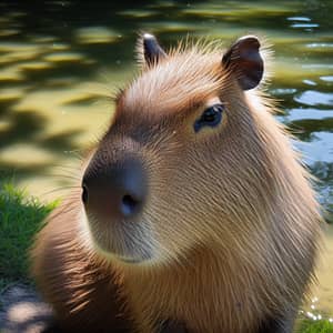 Majestic Capybara Sitting by Watering Hole