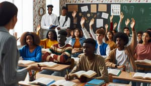 Inspiring Classroom with Happy Black African Teens