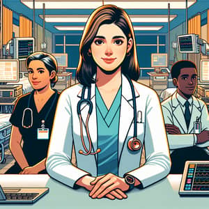 Pixar Style Young Female Internal Medicine Doctor