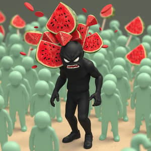 Angry Black Guy with Watermelon Army - Unique Image