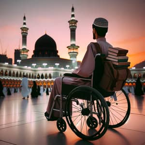 Middle Eastern Student in Wheelchair at Great Mosque of Mecca