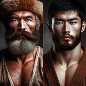 Buryat Wrestlers in Traditional Outfits - Athletic Stance & Mastery