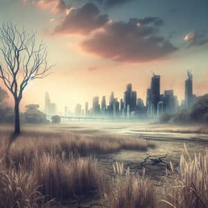 Impactful Visual Representation of Drought Effects | Cityscape Scene