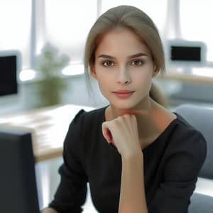 Russian Office Woman Working | Typical Workday Scene