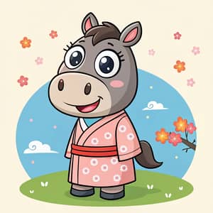 Japanese Cartoon Horse Mascot Design