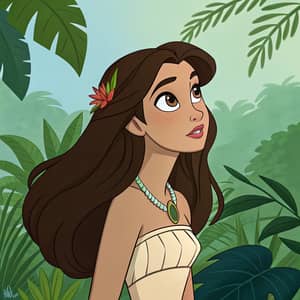 Disney Style Jungle Book Character with Long Brown Hair