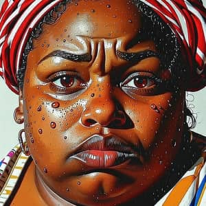 Fat African Princess Portrait with Oozing Pimples