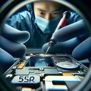 Anonymous Asian Male Technician Repairing Screen of 5G Smartphone