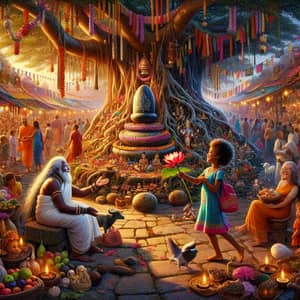 Vibrant Maha Shivaratri Marketplace: Symbolism and Celebration