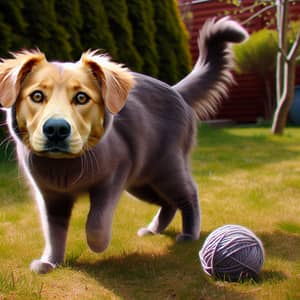 Cat with Dog's Head - Curious Creature in Sunlit Garden