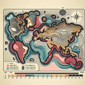 Colorful Geographical Borders Map Illustration