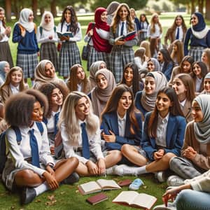 Diverse School Outing: Respectful Students Enjoy Nature Study Session