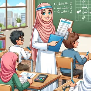 Middle Eastern Female Student: Classroom Paper Corrector