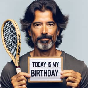 Hispanic Male Padel Player Celebrates Birthday |