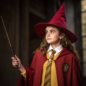 Girl Wizard in Gryffindor Uniform