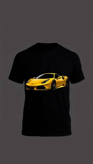 Minimalist Black T-Shirt with Yellow Sports Car Design