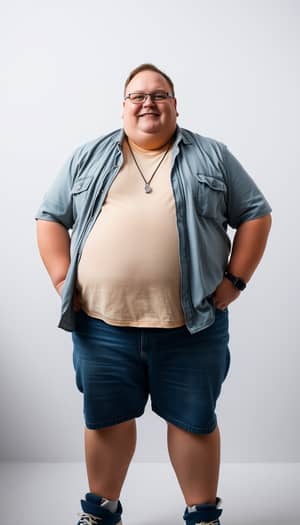 Confidently Embracing Life: Overweight Man Smiling