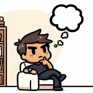 Cartoon Character in Thoughtful Contemplation | Artistic Illustration